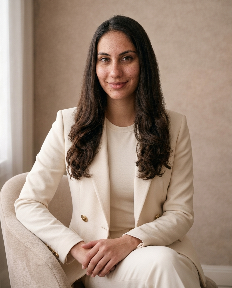 Natural outdoor AI headshot with soft light and a relaxed expression.