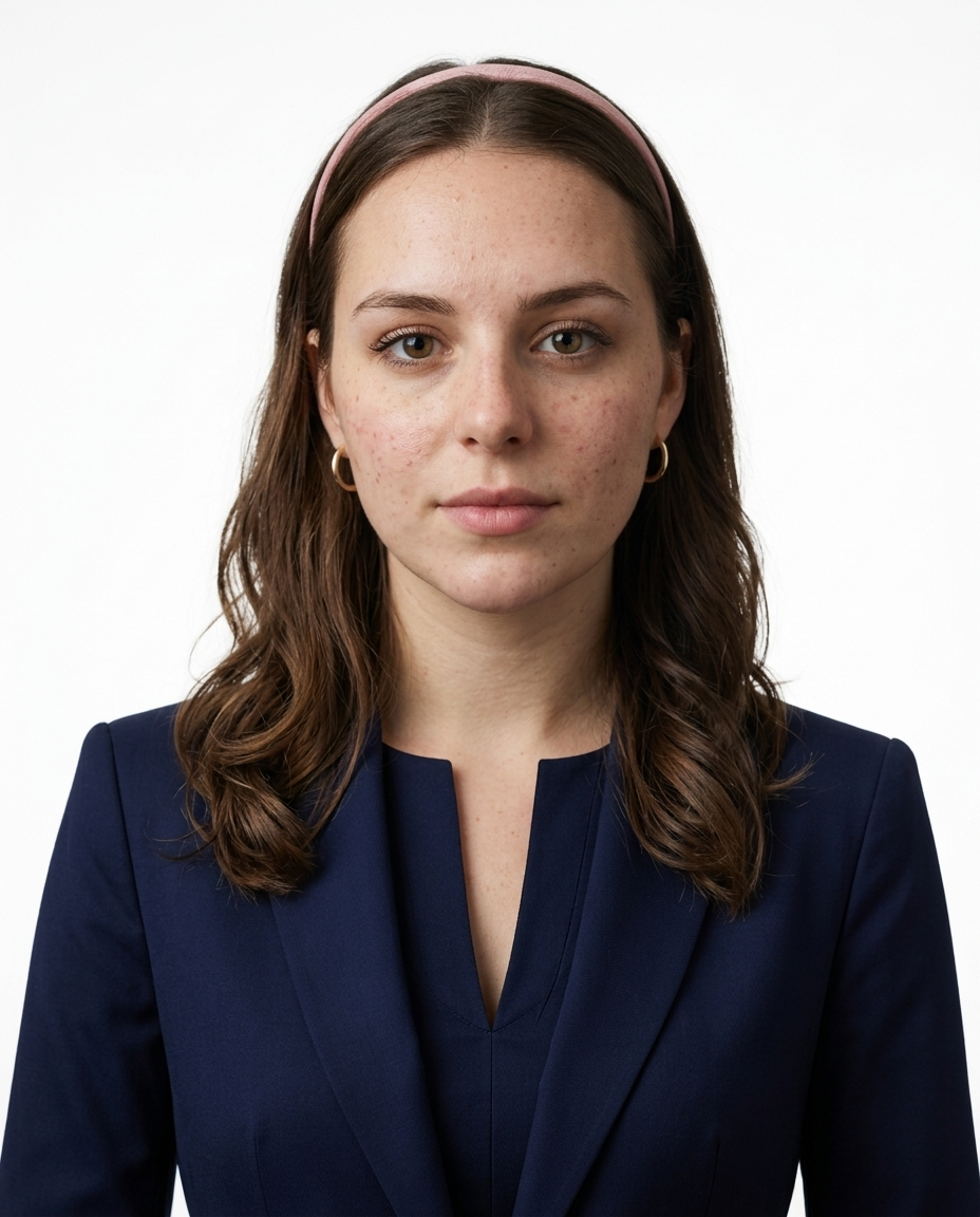 Classic professional AI headshot with formal wardrobe and neutral background.